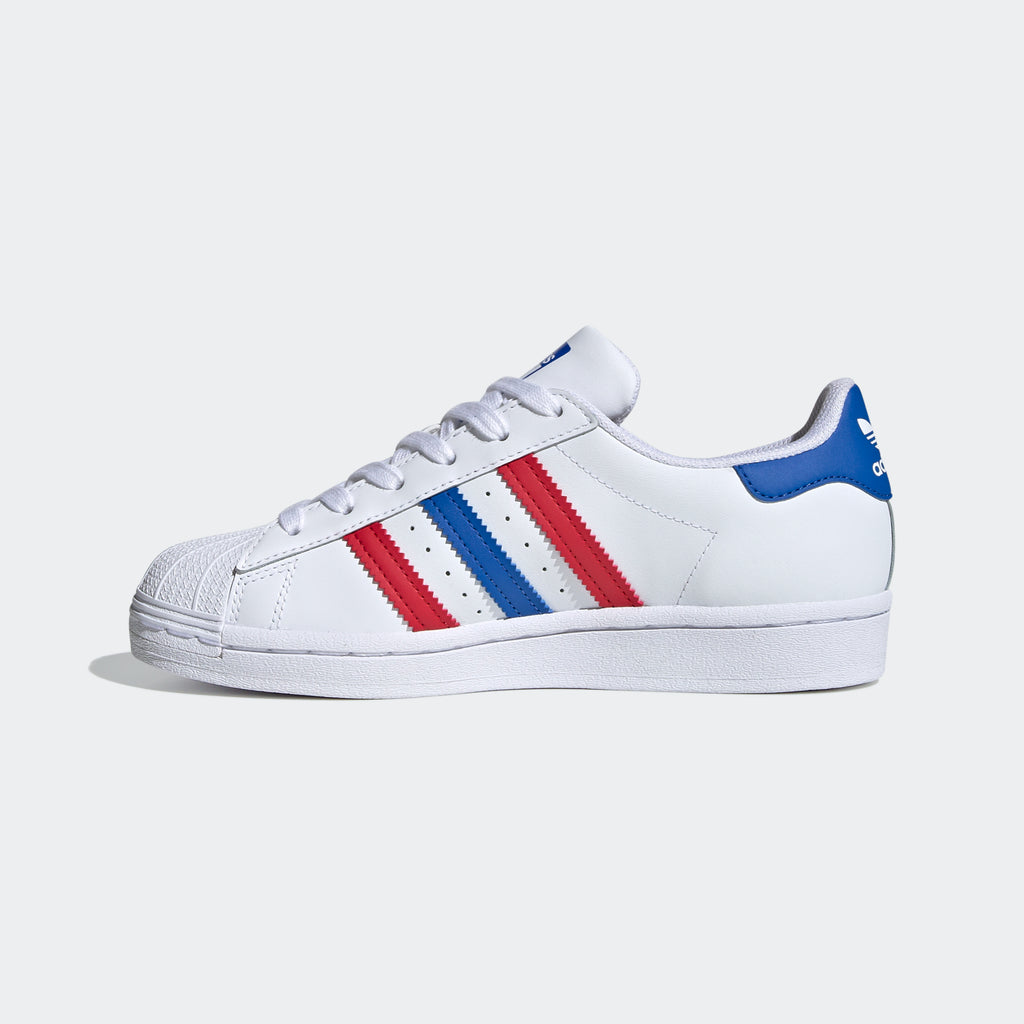 Kids' adidas Superstar Shoes Red White and Blue (SKU FW5851) | Chicago City Sports | interior side view