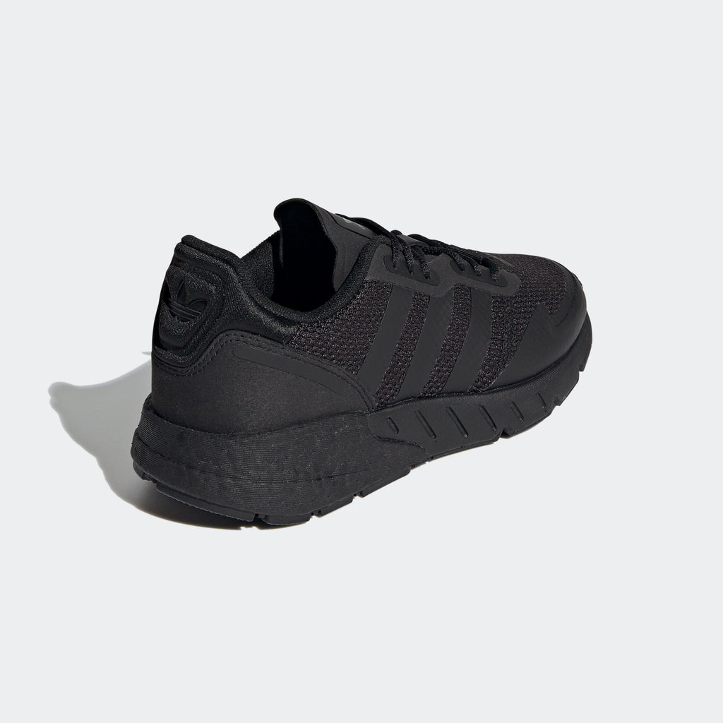Kids' adidas ZX 1K Boost Shoes Black G58921 | Chicago City Sports | rear angled view