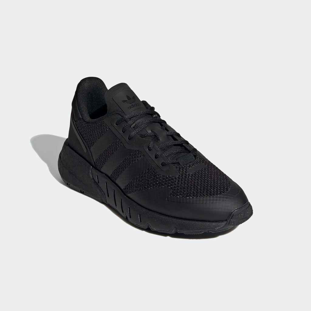 Kids' adidas ZX 1K Boost Shoes Black G58921 | Chicago City Sports | angled view