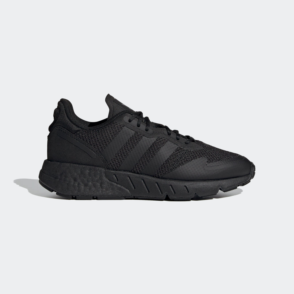 Kids' adidas ZX 1K Boost Shoes Black G58921 | Chicago City Sports | exterior side view