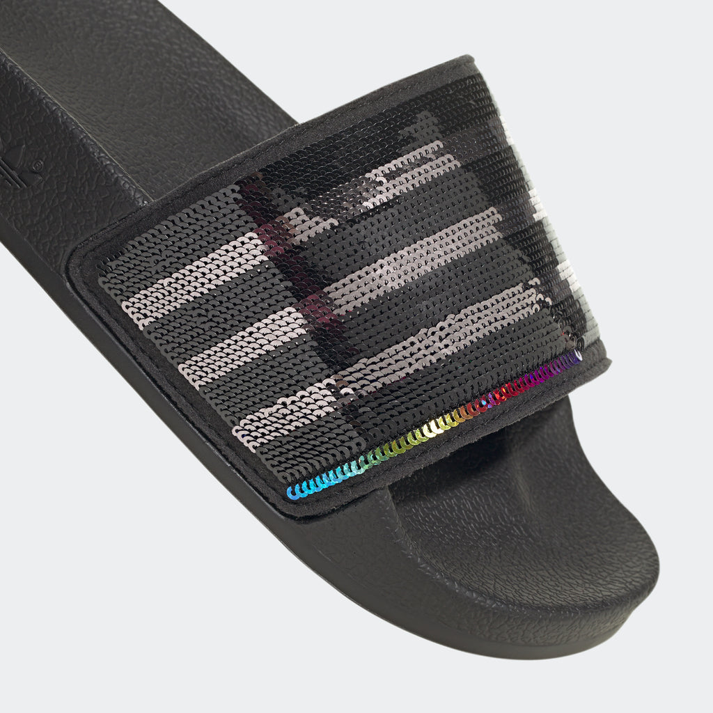 Kids adidas Originals Adilette Slides Black Sequins