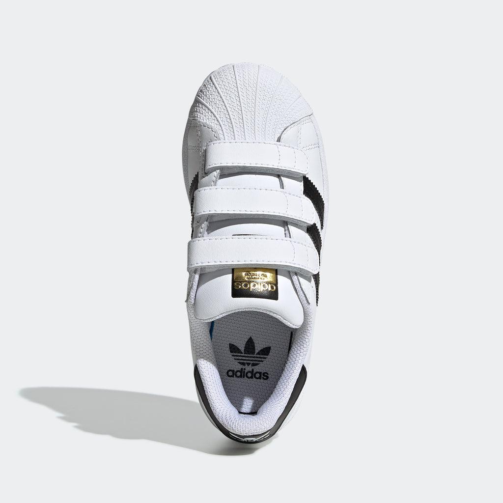 Little Kids' adidas Superstar Velcro Shoes White EF4838 | Chicago City Sports | top view