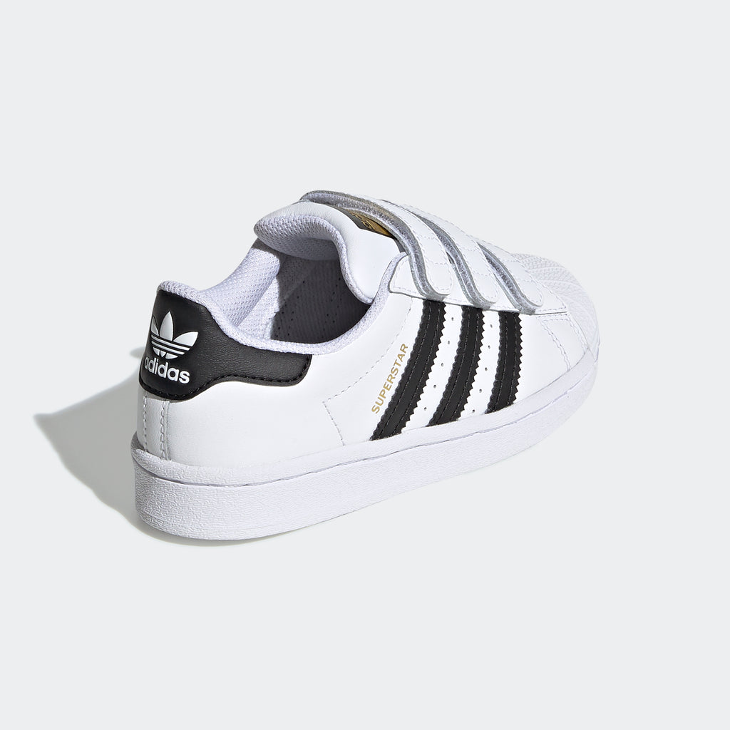 Little Kids' adidas Superstar Velcro Shoes White EF4838 | Chicago City Sports | rear angled view