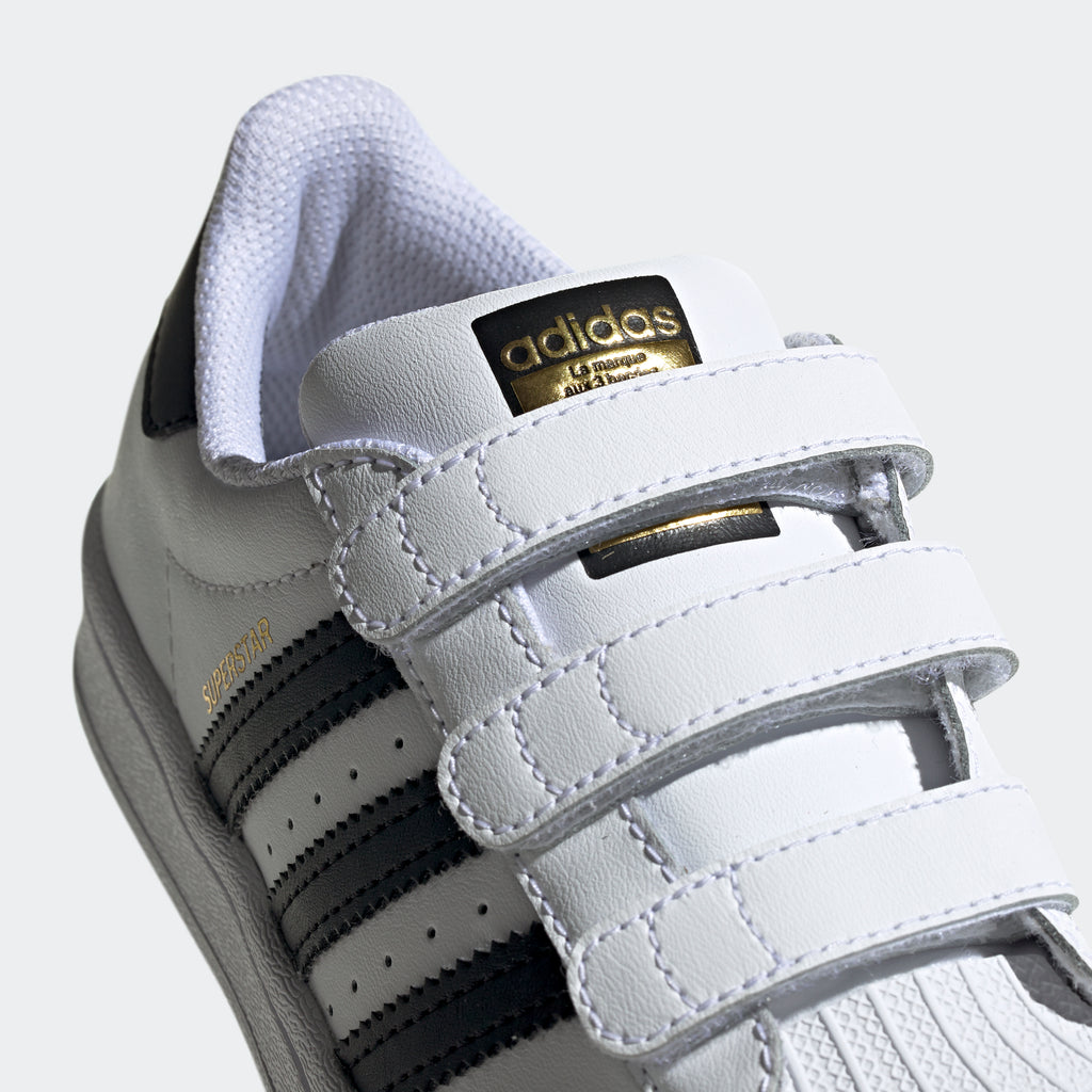 Little Kids' adidas Superstar Velcro Shoes White EF4838 | Chicago City Sports | velcro hook-and-loop straps 