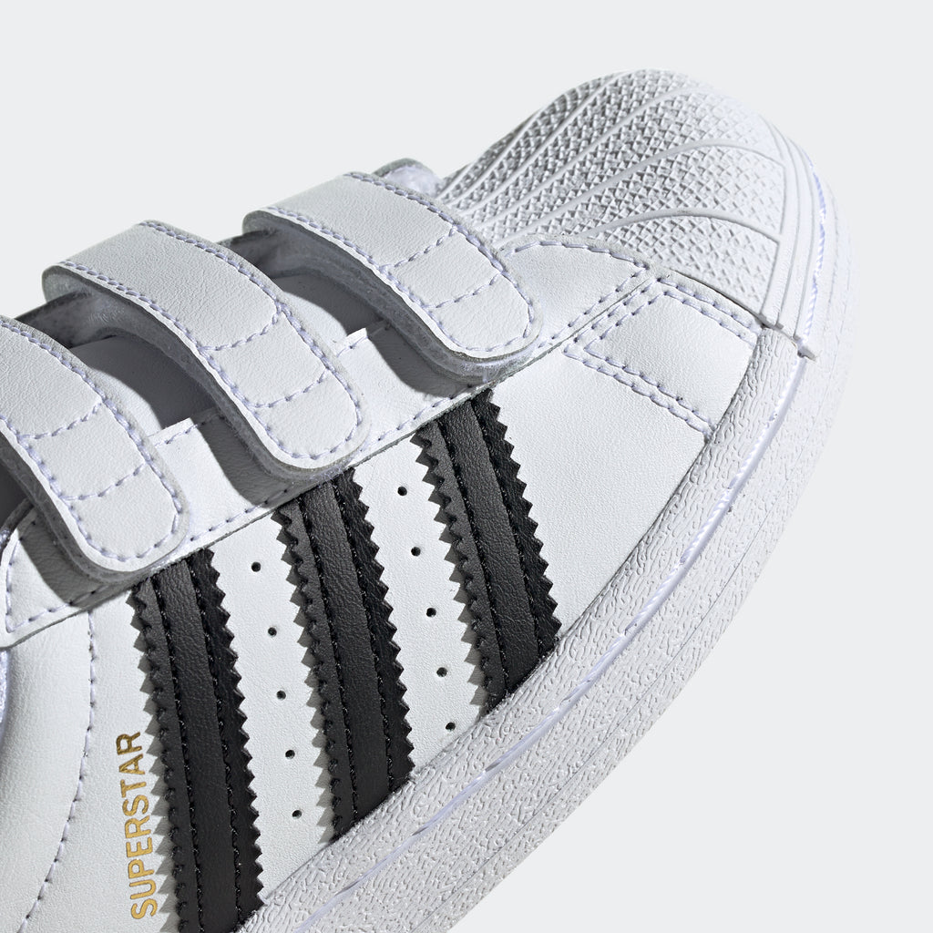 Little Kids' adidas Superstar Velcro Shoes White EF4838 | Chicago City Sports | 3-Stripes view