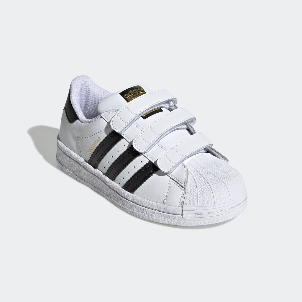 Little Kids' adidas Superstar Velcro Shoes White EF4838 | Chicago City Sports | angled view