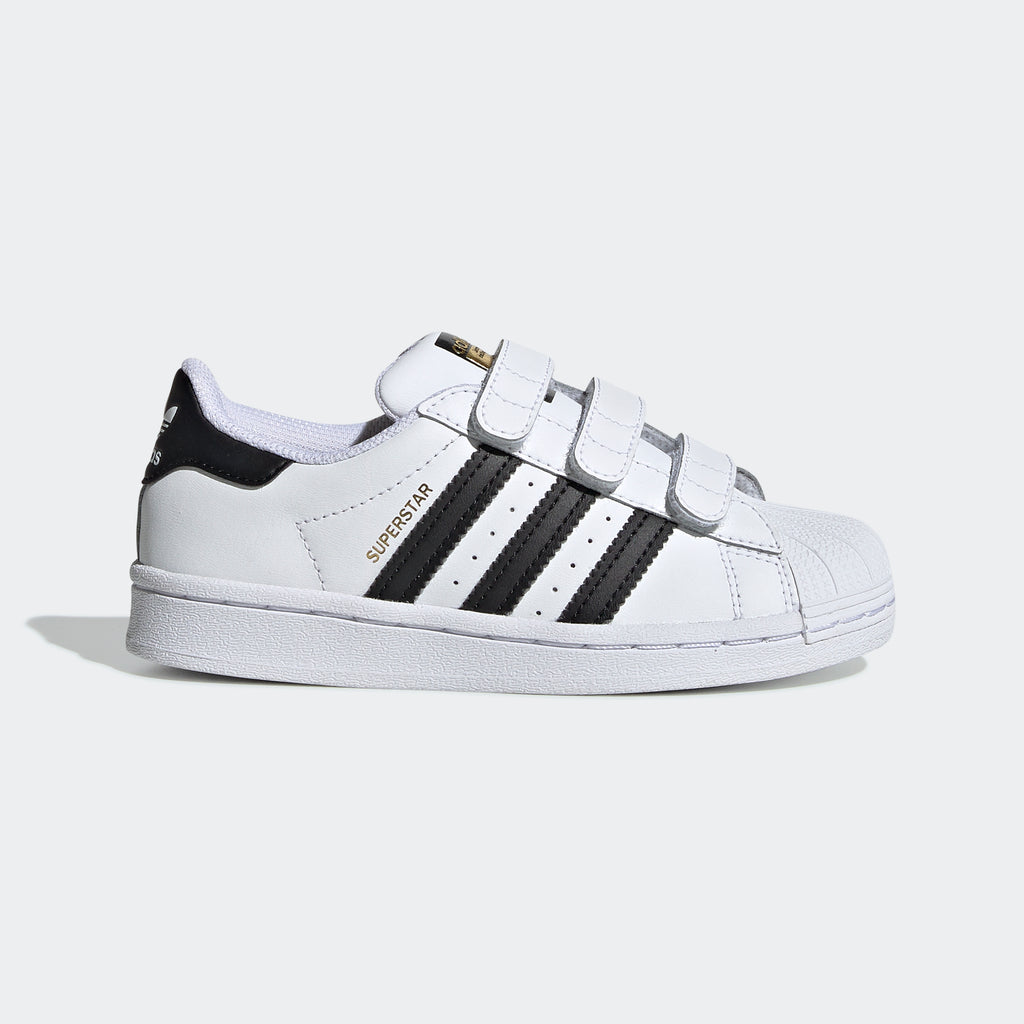 Little Kids' adidas Superstar Velcro Shoes White EF4838 | Chicago City Sports | exterior side view