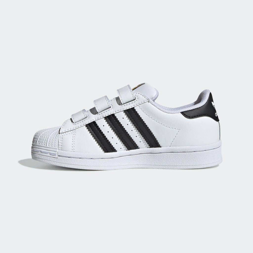 Little Kids' adidas Superstar Velcro Shoes White EF4838 | Chicago City Sports | interior side view