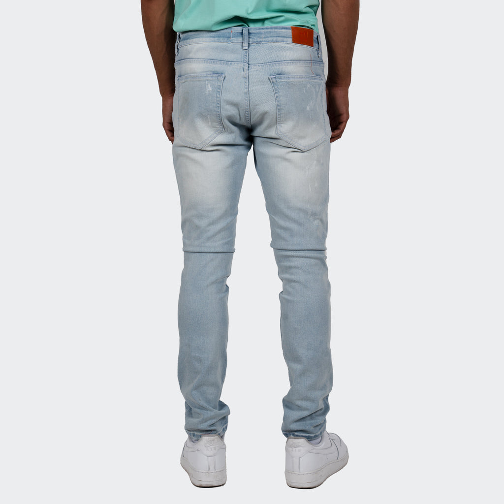 Men's TWO MILL TWENTY "Humboldt" Slim Fit Stitched Denim Jeans Light Wash