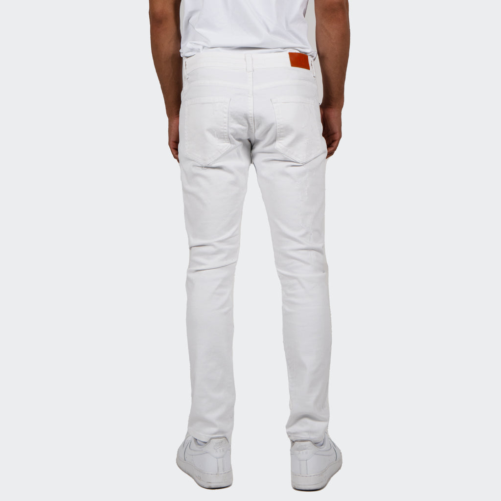 Men's TWO MILL TWENTY "Humboldt" Slim Fit Stitched Denim Jeans White