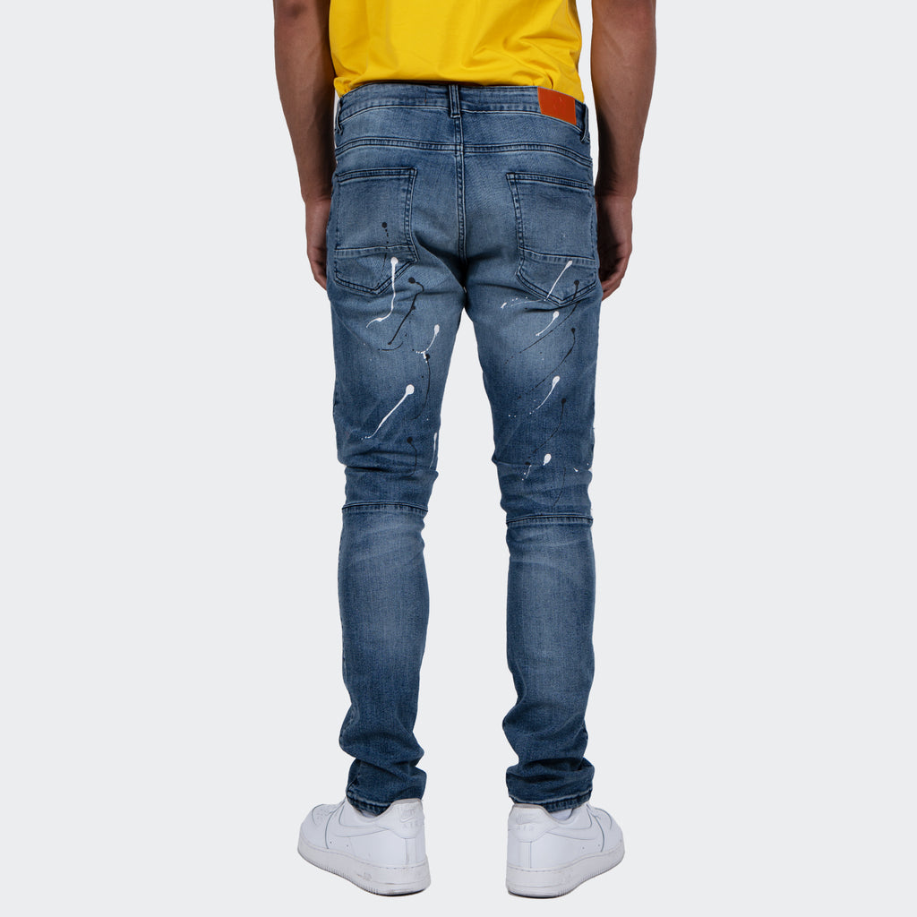 Men's TWO MILL TWENTY "Jackson" Slim Fit Distressed Denim Jeans Medium Blue