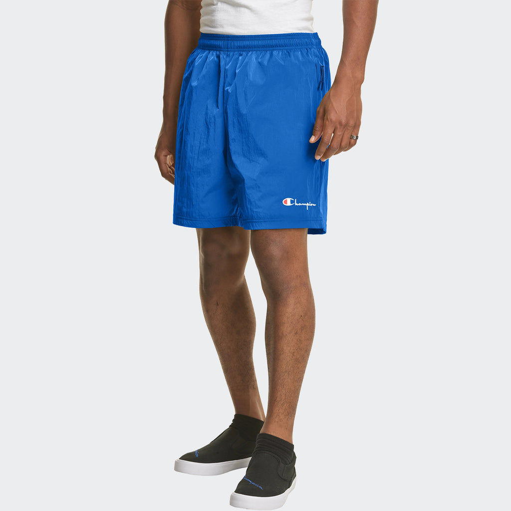 Men's Champion 6" Nylon Warm Up Shorts Living in Blue