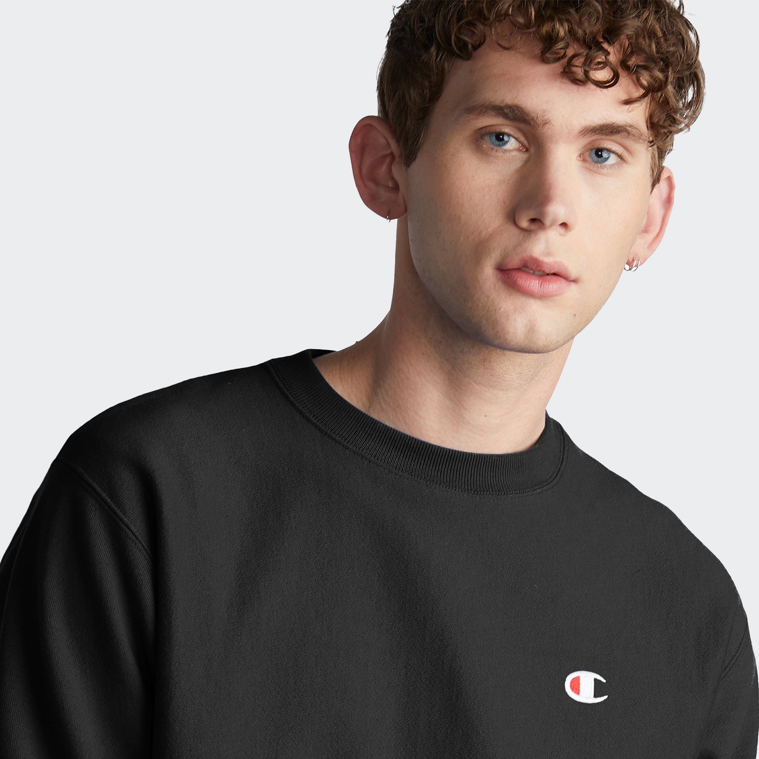 Champion LIFE Men's Reverse Weave Sweatshirt, Black/Champion Block Logo,  Medium 