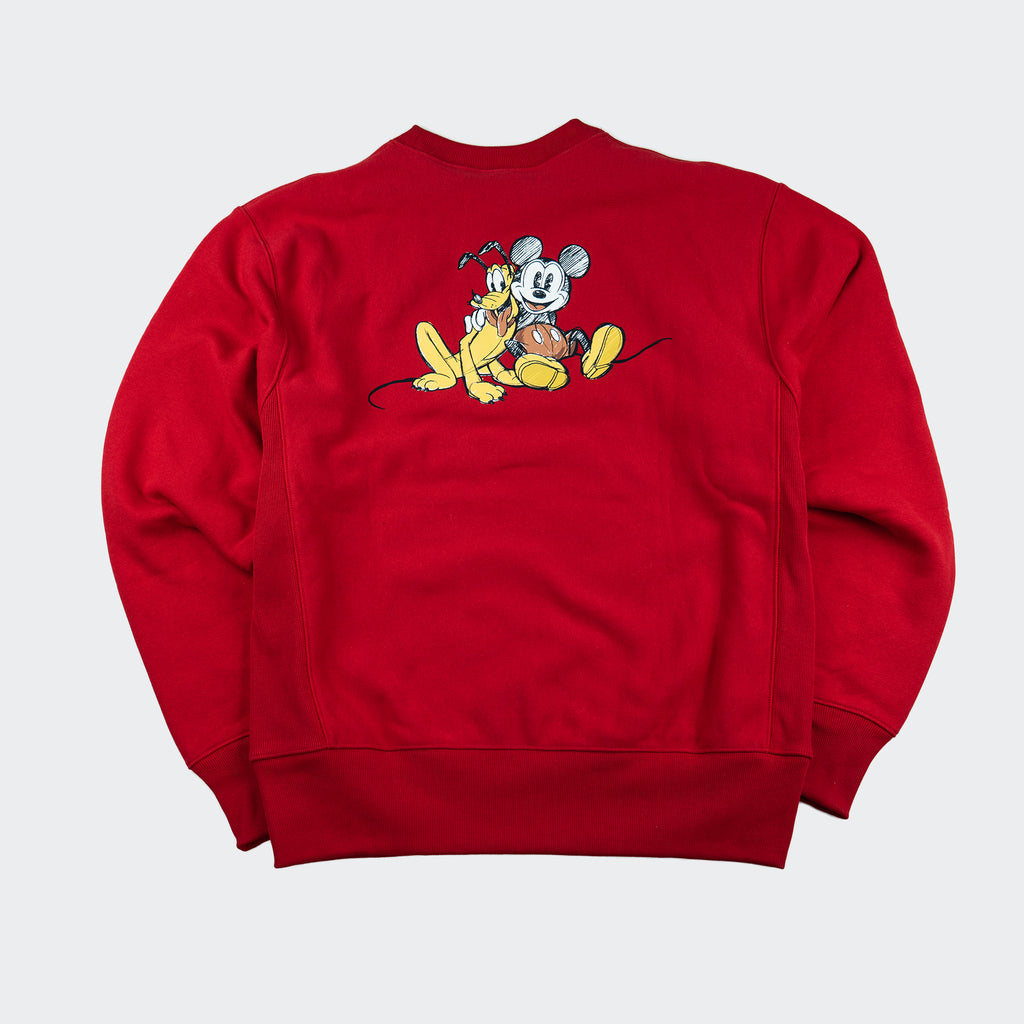 Men's Champion Reverse Weave Mickey Mouse Crew Sweatshirt Red