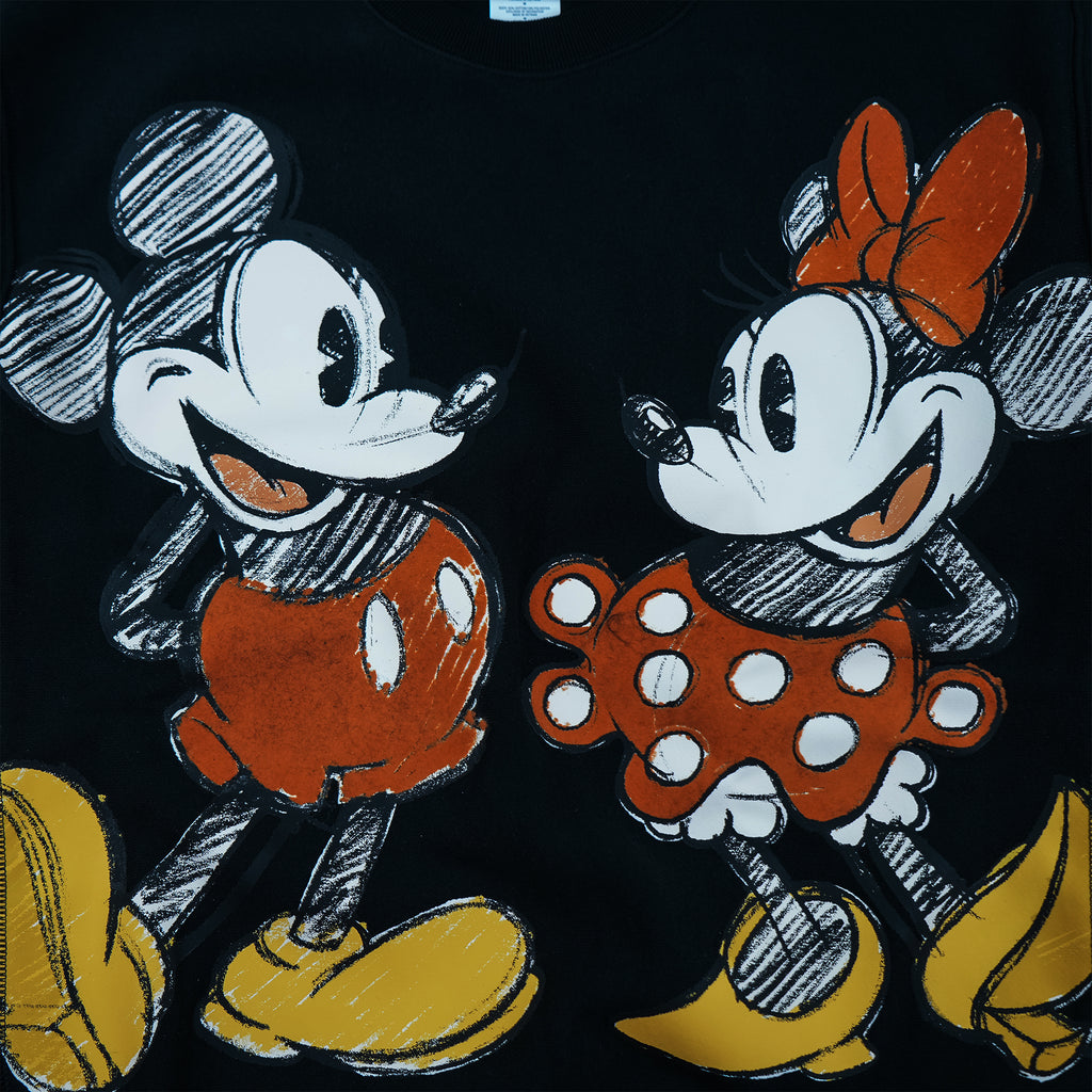 Men's Champion Reverse Weave Mickey & Minnie Crew Sweatshirt Black