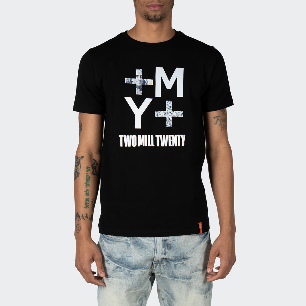 Men's TWO MILL TWENTY Inverse Logo Money Graphic T-Shirt Black