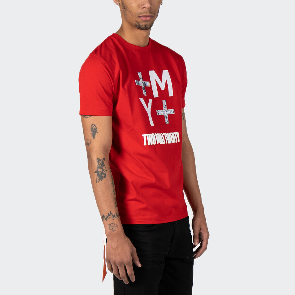 Men's TWO MILL TWENTY Inverse Logo Money Graphic T-Shirt Red