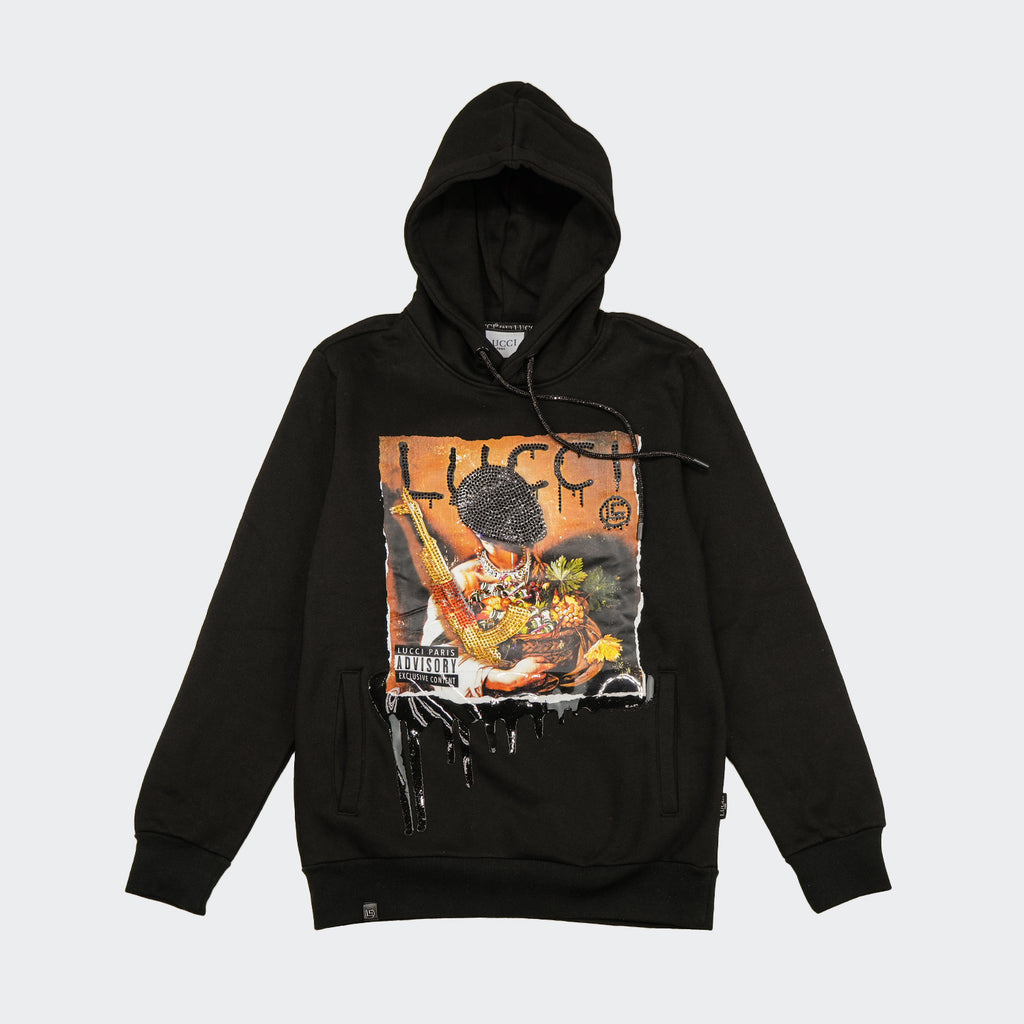 Men's LUCCI Boy With A Basket Of Money Hoodie Black