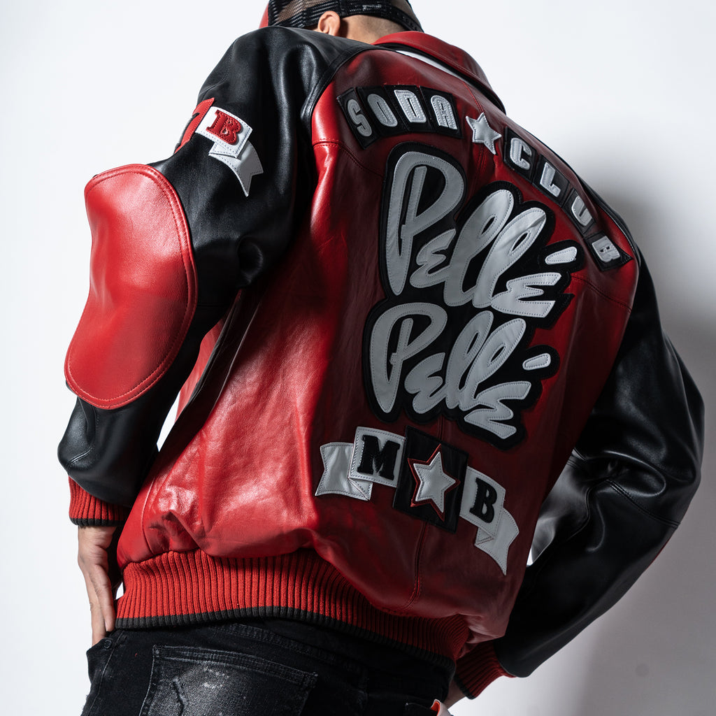 Men's Pelle Pelle Original Soda Club Leather Jacket Red Black