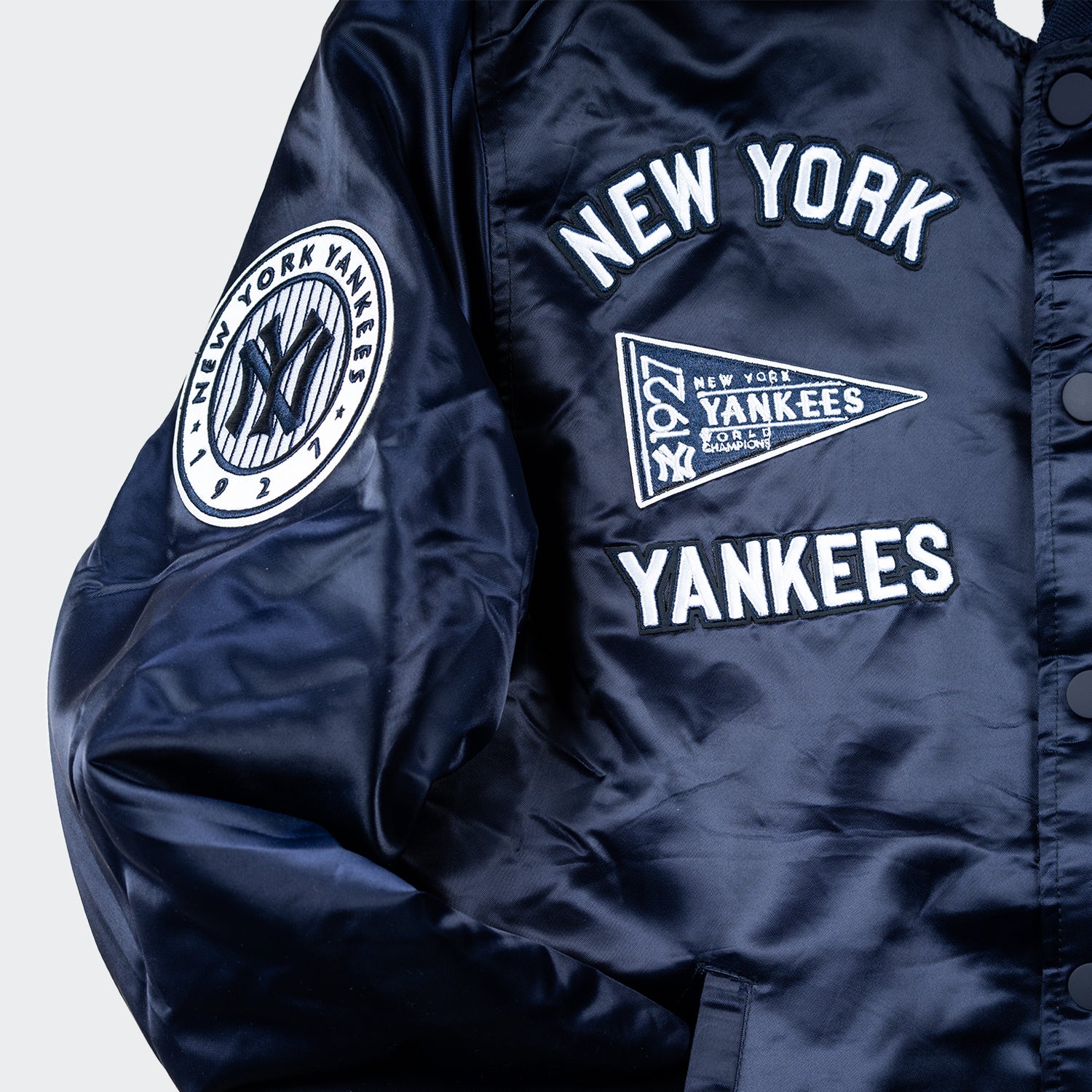Maker of Jacket Men Jackets New York Navy Blue Yankees Satin
