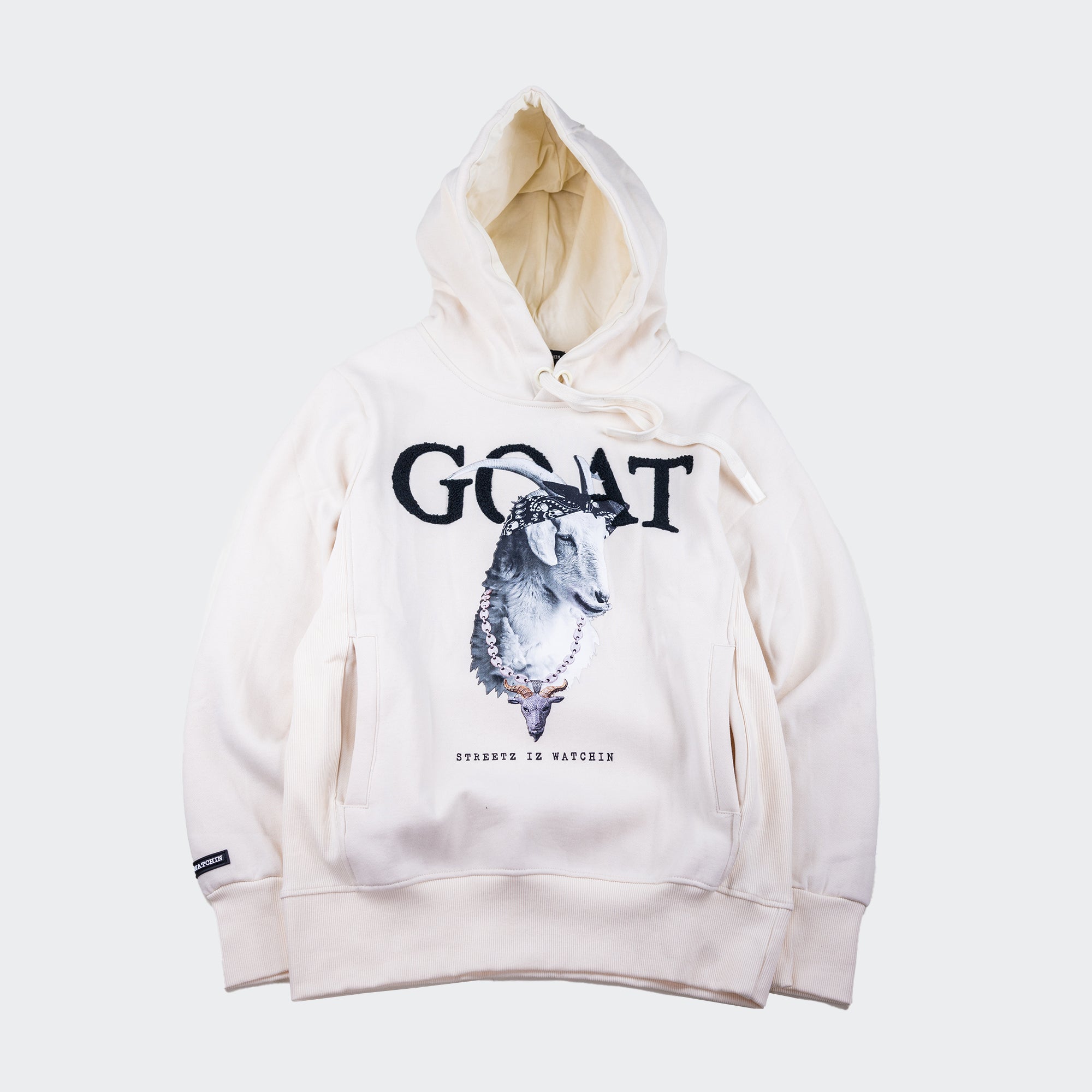 Men s Streetz Iz Watchin GOAT Hoodie Cream