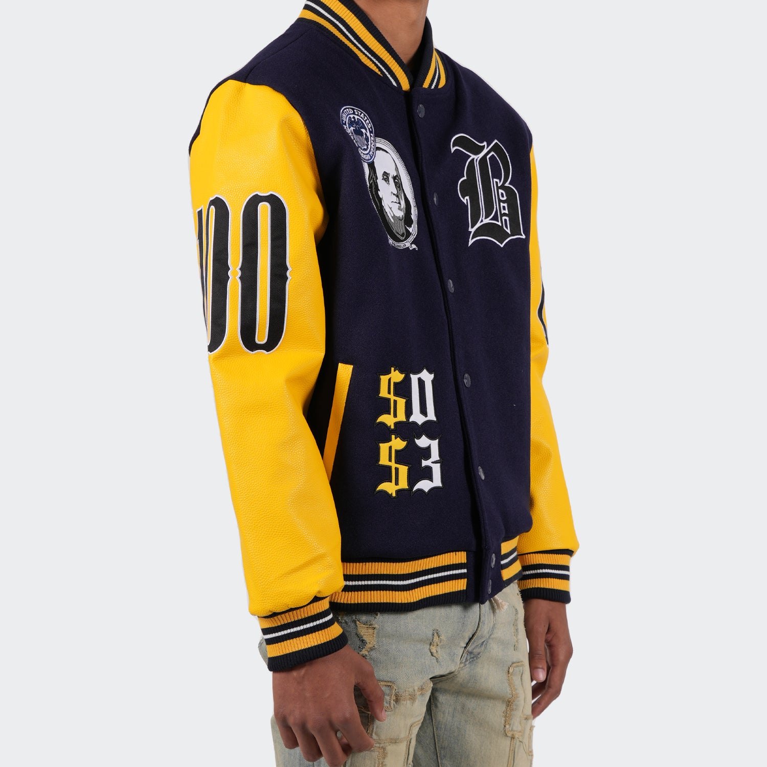 Vintage Holloway Bruins Varsity Snap Button Quilted Bomber 