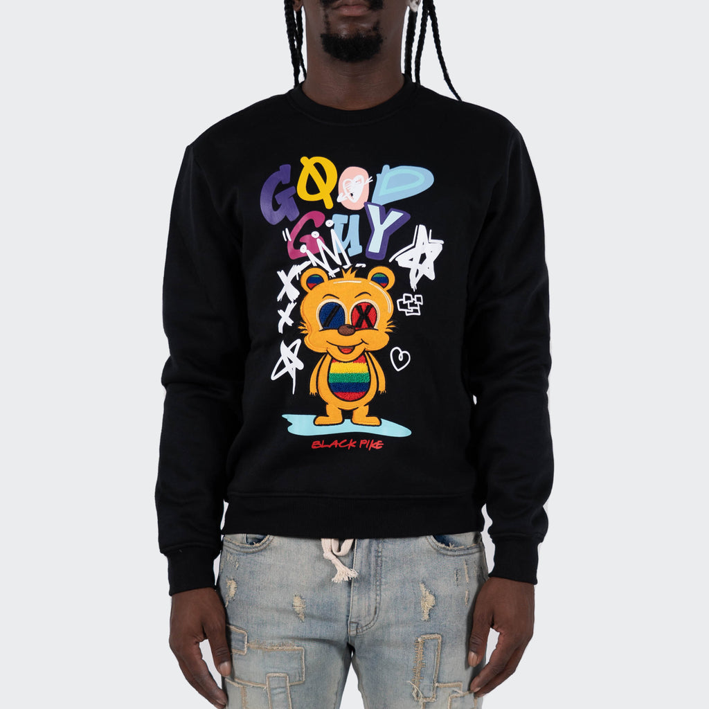 Men's TWO MILL TWENTY "Good Guy" Graphic Embroidered Sweatshirt Black