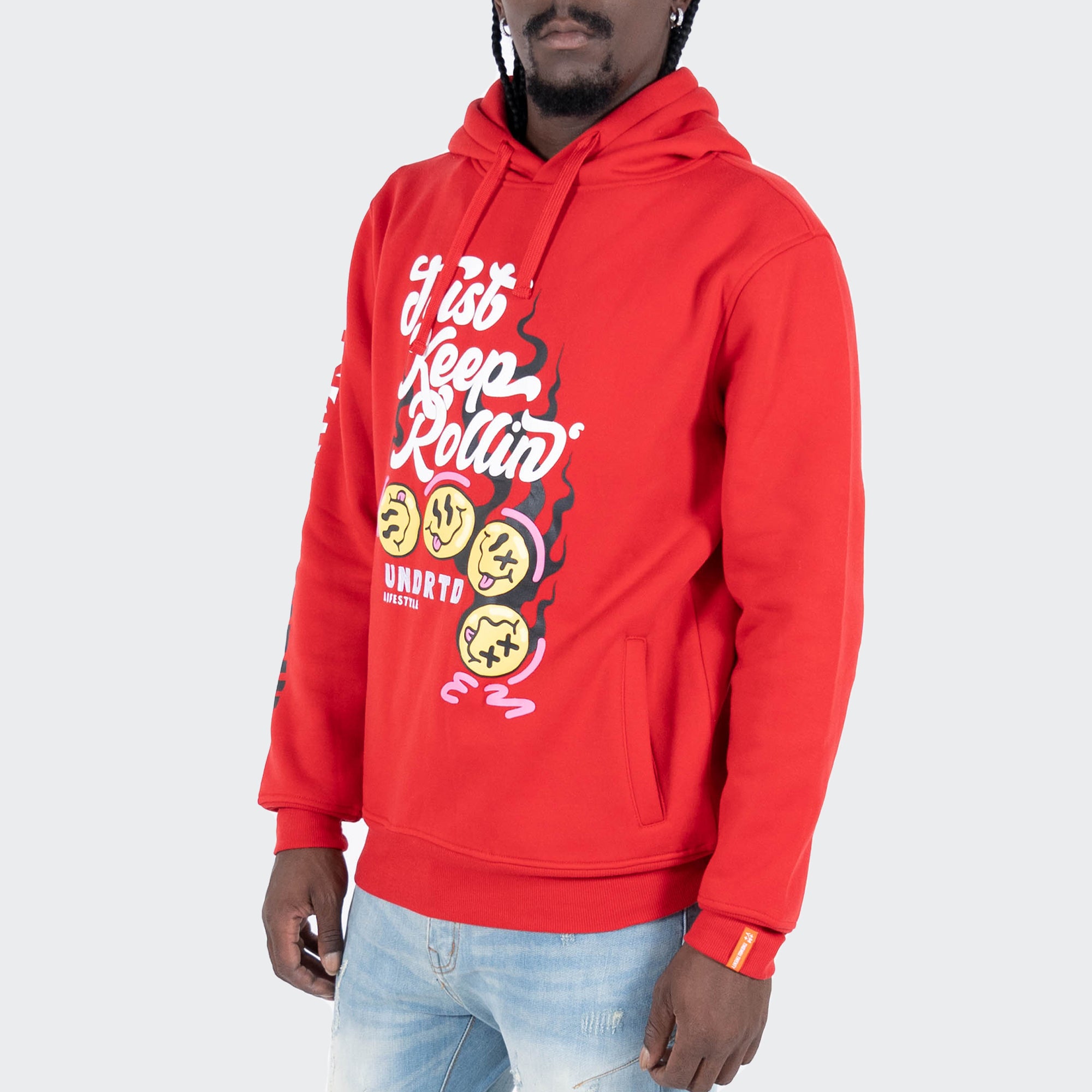 Men's Fleece Hoodie with Logo and 4 Cube Sleeves M / Red