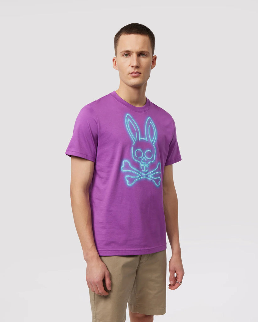 Men's Psycho Bunny Flavin Embroidered Graphic Tee Violet