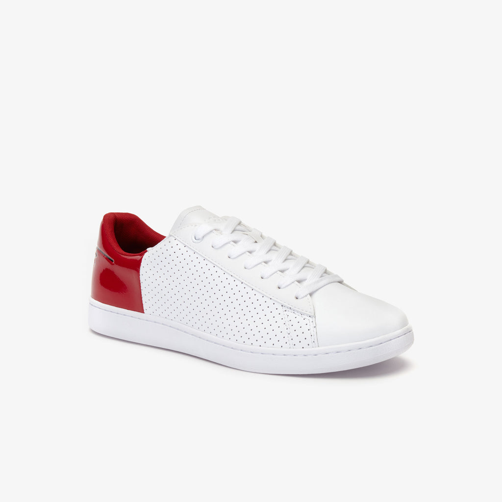 Men's Lacoste Carnaby Sneakers White Red (738SMA0063-286) | Chicago City Sports | diagonal view