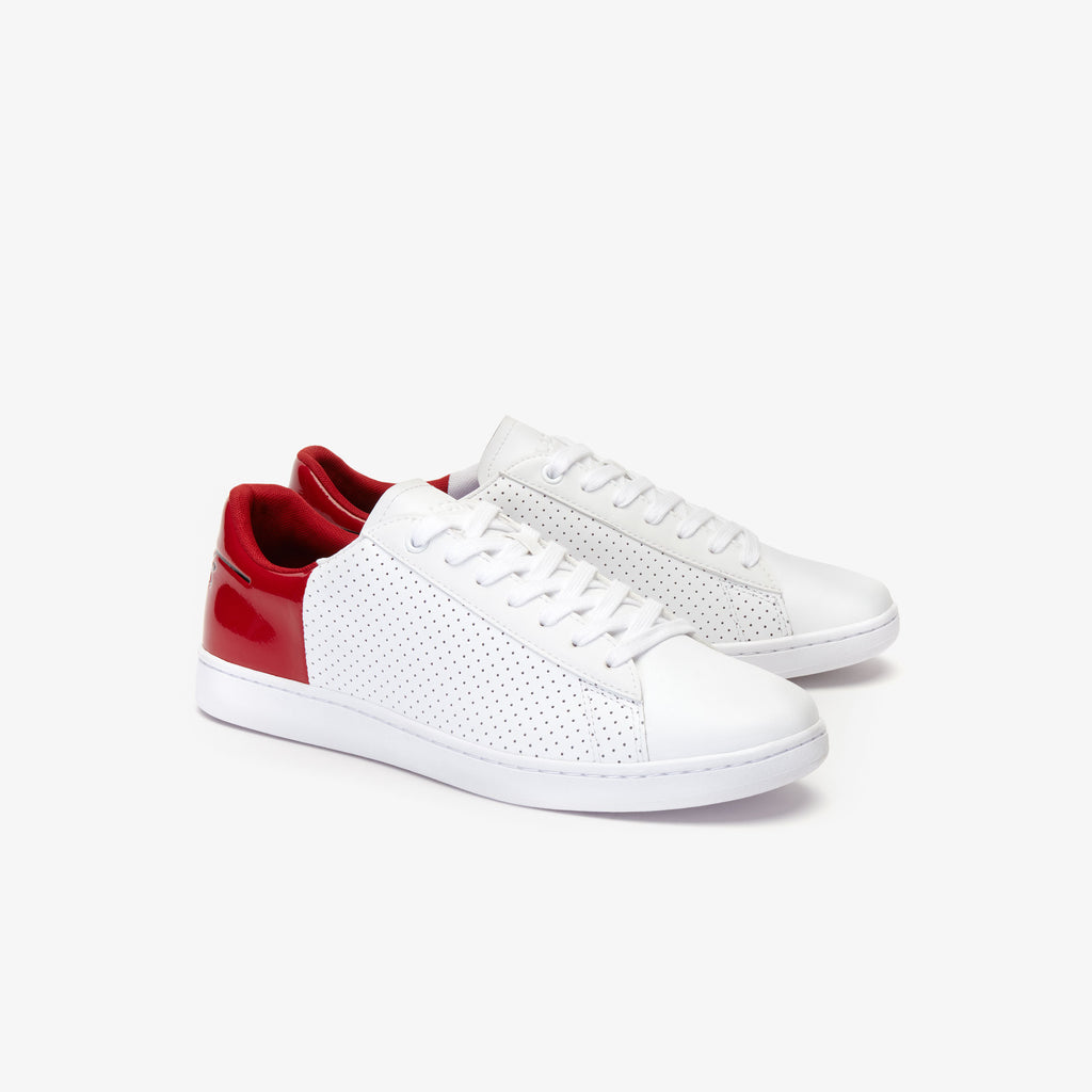 Men's Lacoste Carnaby Sneakers White Red (738SMA0063-286) | Chicago City Sports | diagonal view