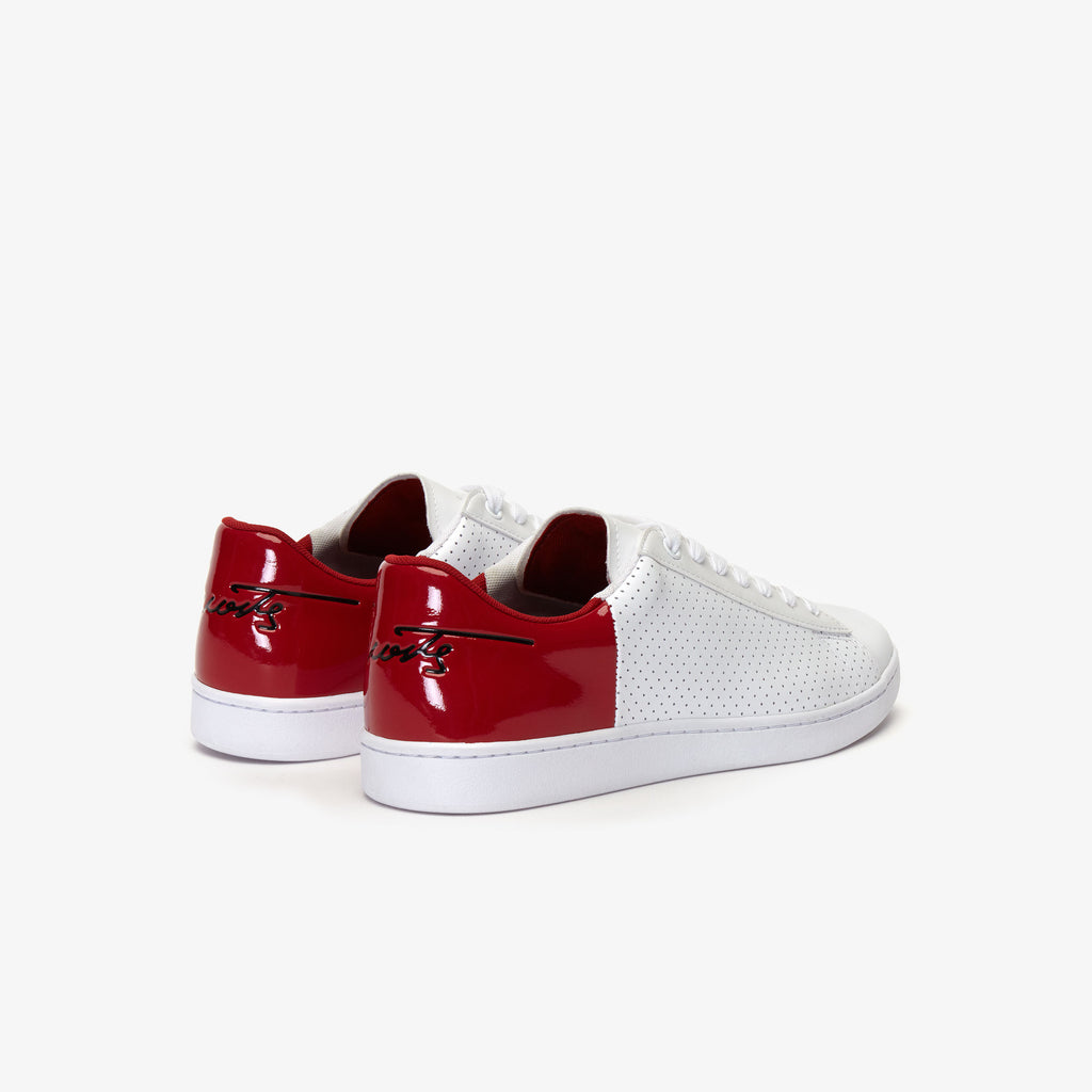 Men's Lacoste Carnaby Sneakers White Red (738SMA0063-286) | Chicago City Sports | rear view