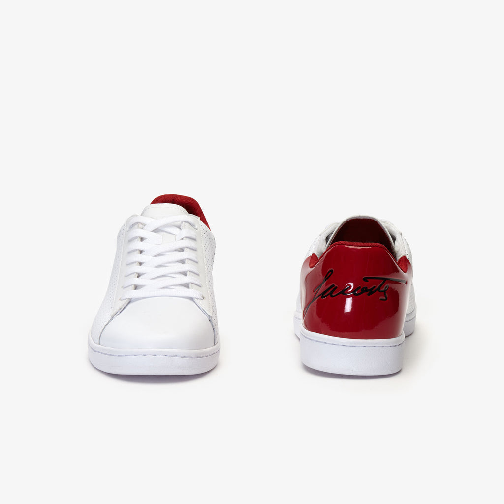 Men's Lacoste Carnaby Sneakers White Red (738SMA0063-286) | Chicago City Sports | front and rear views