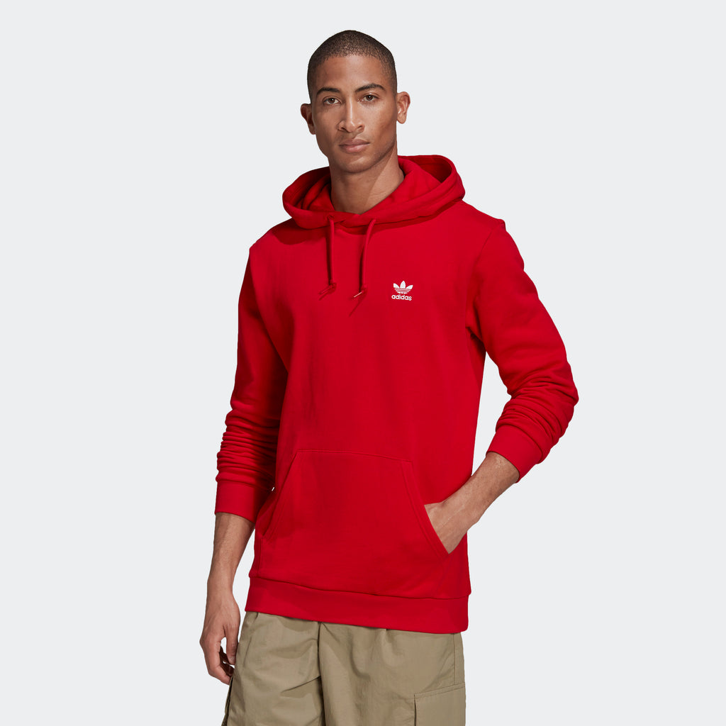 Men's adidas Trefoil Hoodie Scarlet Red GN3389 | Chicago City Sports | front view on model