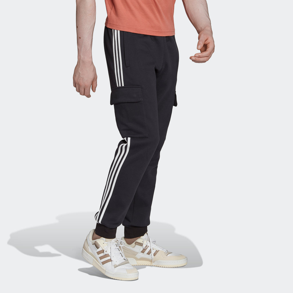 Men's adidas Originals Adicolor 3-Stripes Cargo Slim Joggers Black