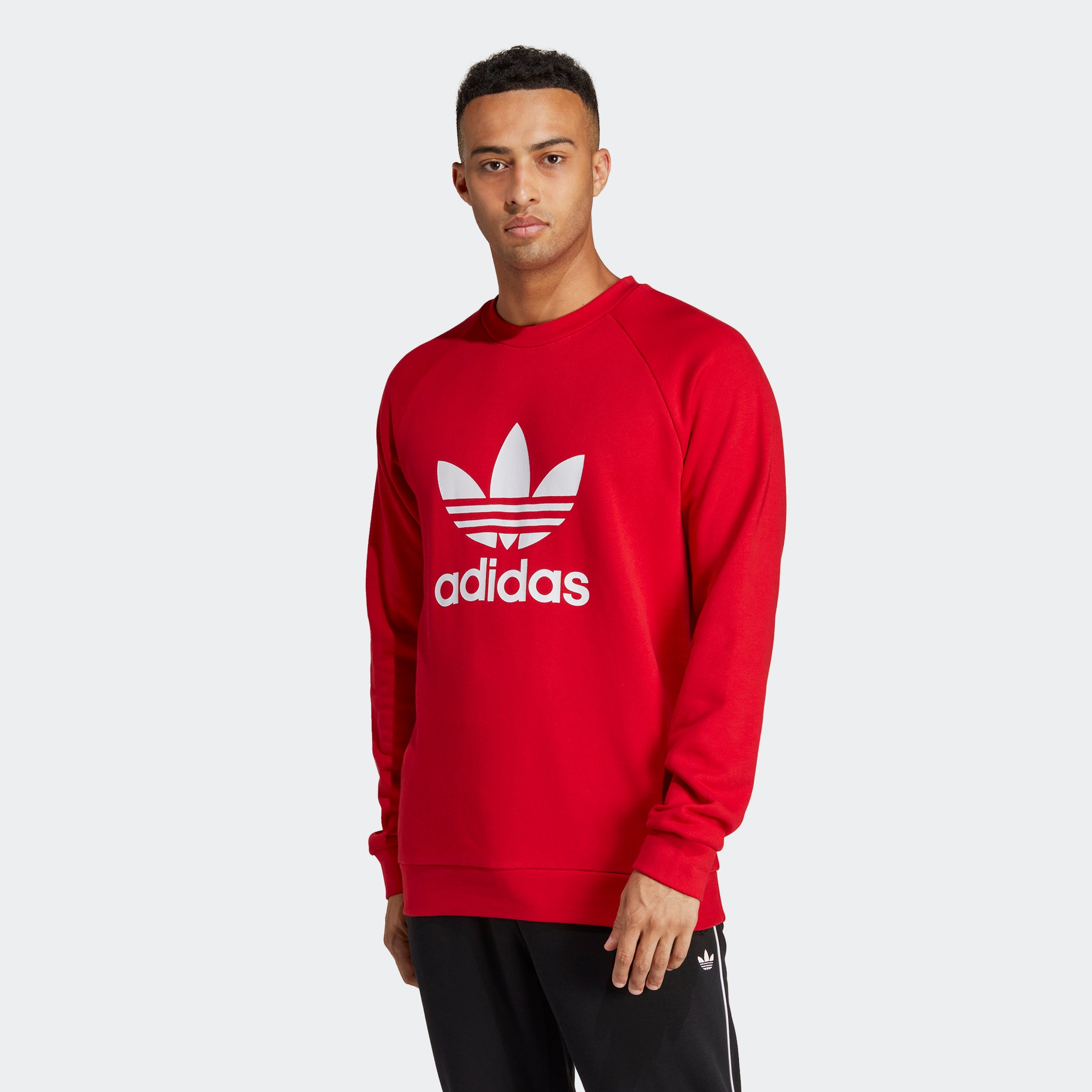 Men s adidas Trefoil Crewneck Sweatshirt Red Chicago City Sports