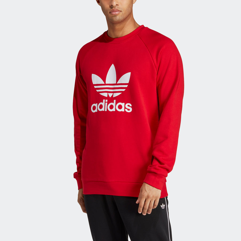 Men’s adidas Originals Adicolor Classics Trefoil Crewneck Sweatshirt Red