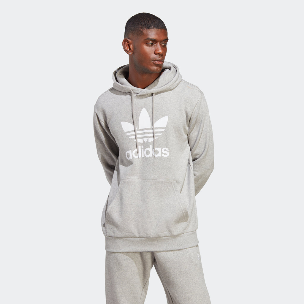 Men's adidas Originals Adicolor Classics Trefoil Hoodie Grey
