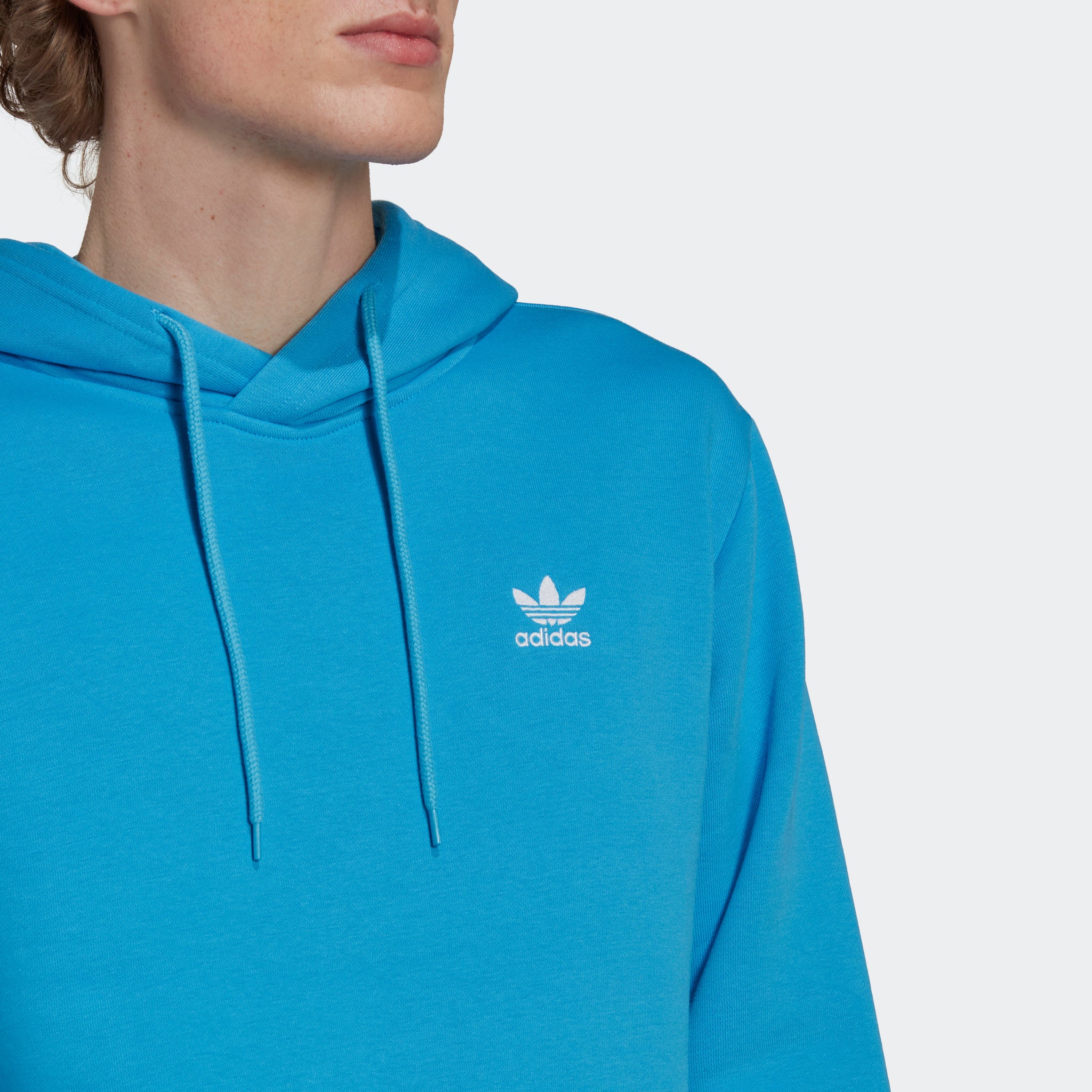 Adidas trefoil hoodie light blue deals