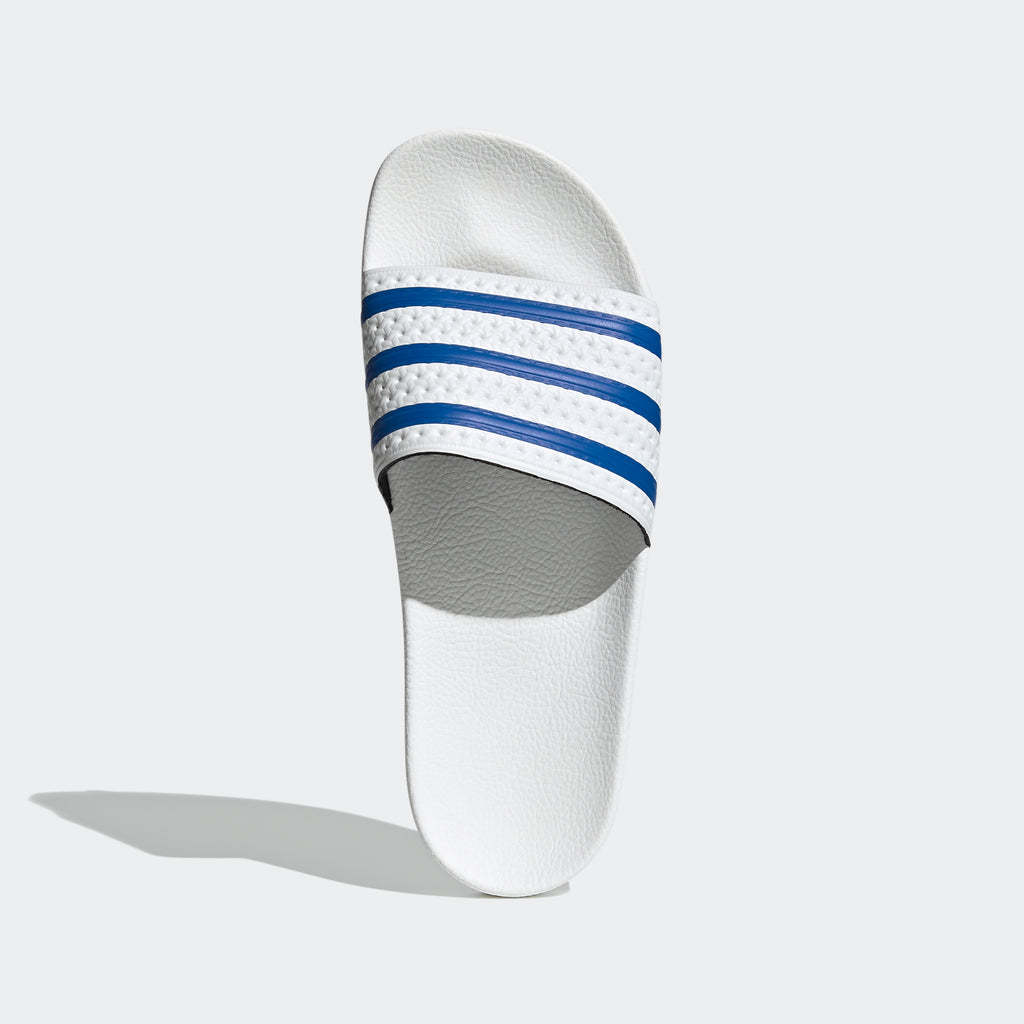Men's adidas Adilette Slides White Blue FX5860 | Chicago City Sports | top view
