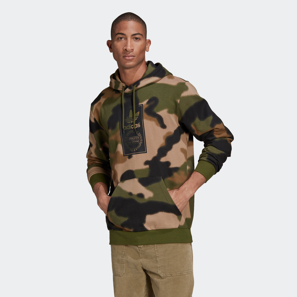 Men's adidas Camo Allover Print Hoodie GN1879 | Chicago City Sports | on model view