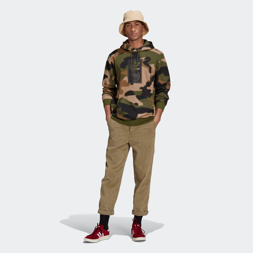 Men's adidas Camo Allover Print Hoodie GN1879 | Chicago City Sports | front view on model