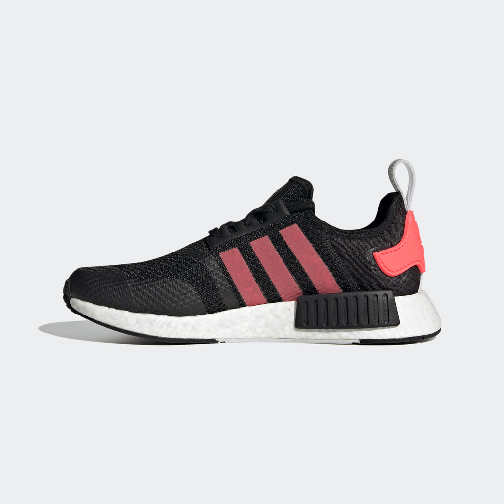 Men's adidas NMD_R1 Shoes Black Signal Pink FV9153 | Chicago City Sports | interior side view