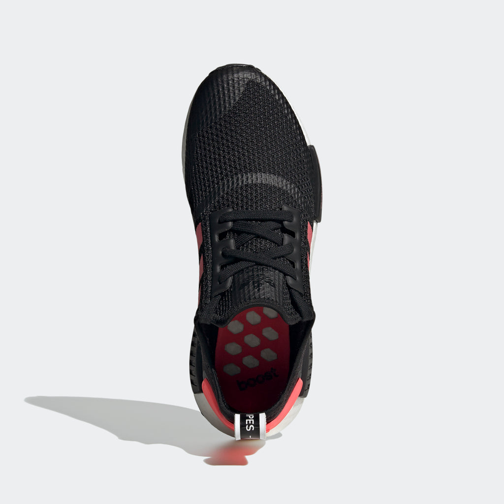 Men's adidas NMD_R1 Shoes Black Signal Pink FV9153 | Chicago City Sports | top view