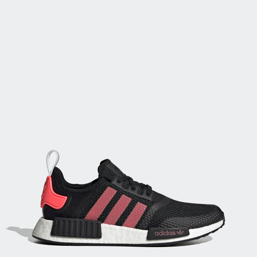 Men's adidas NMD_R1 Shoes Black Signal Pink FV9153 | Chicago City Sports | side view
