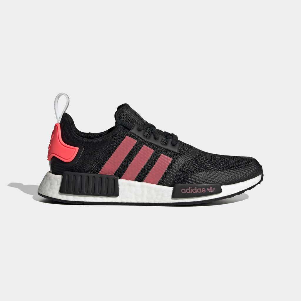 Men's adidas NMD_R1 Shoes Black Signal Pink FV9153 | Chicago City Sports | side view