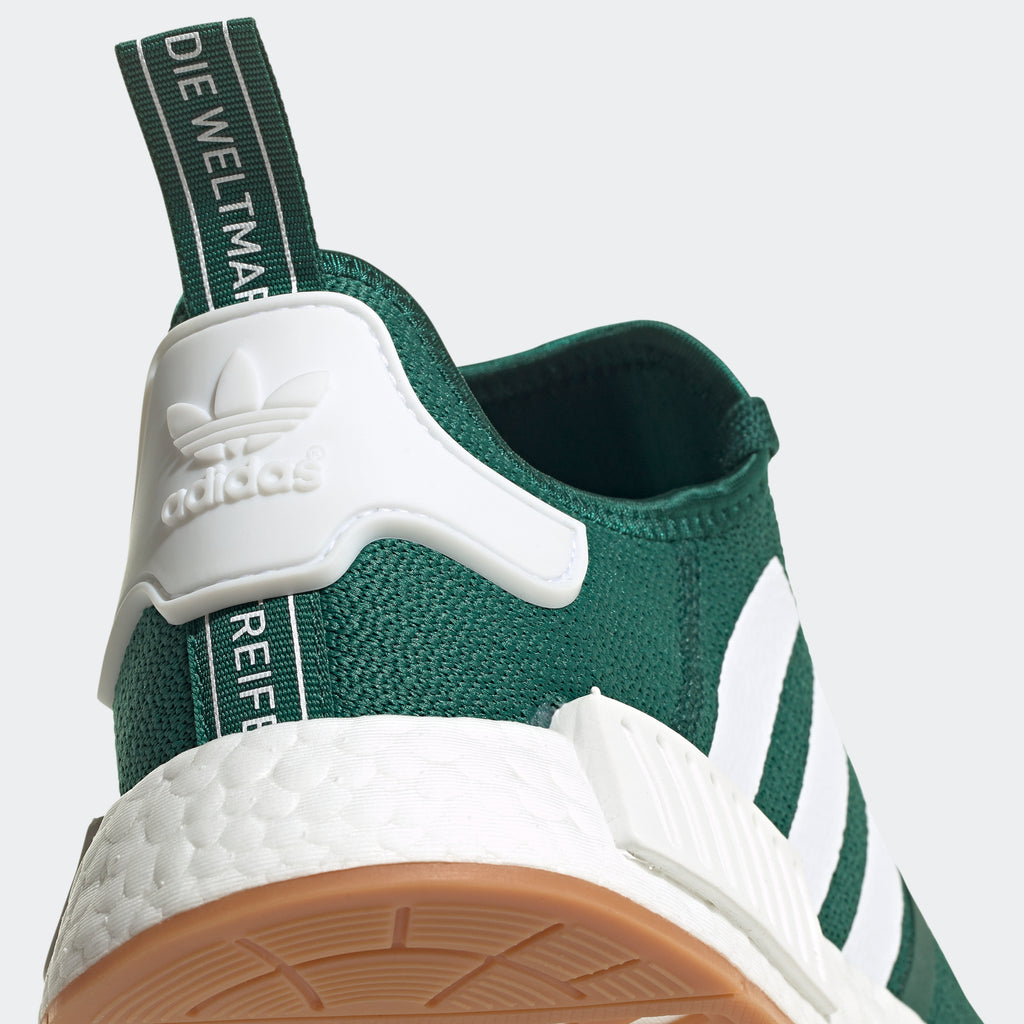 adidas Originals NMD_R1 Shoes Green FX6788 | Chicago City Sports | heel pull view