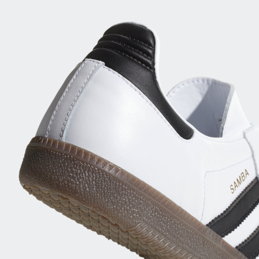 Men's adidas Originals Samba OG Shoes White Black B75806 | Chicago City Sports | detailed heel area view