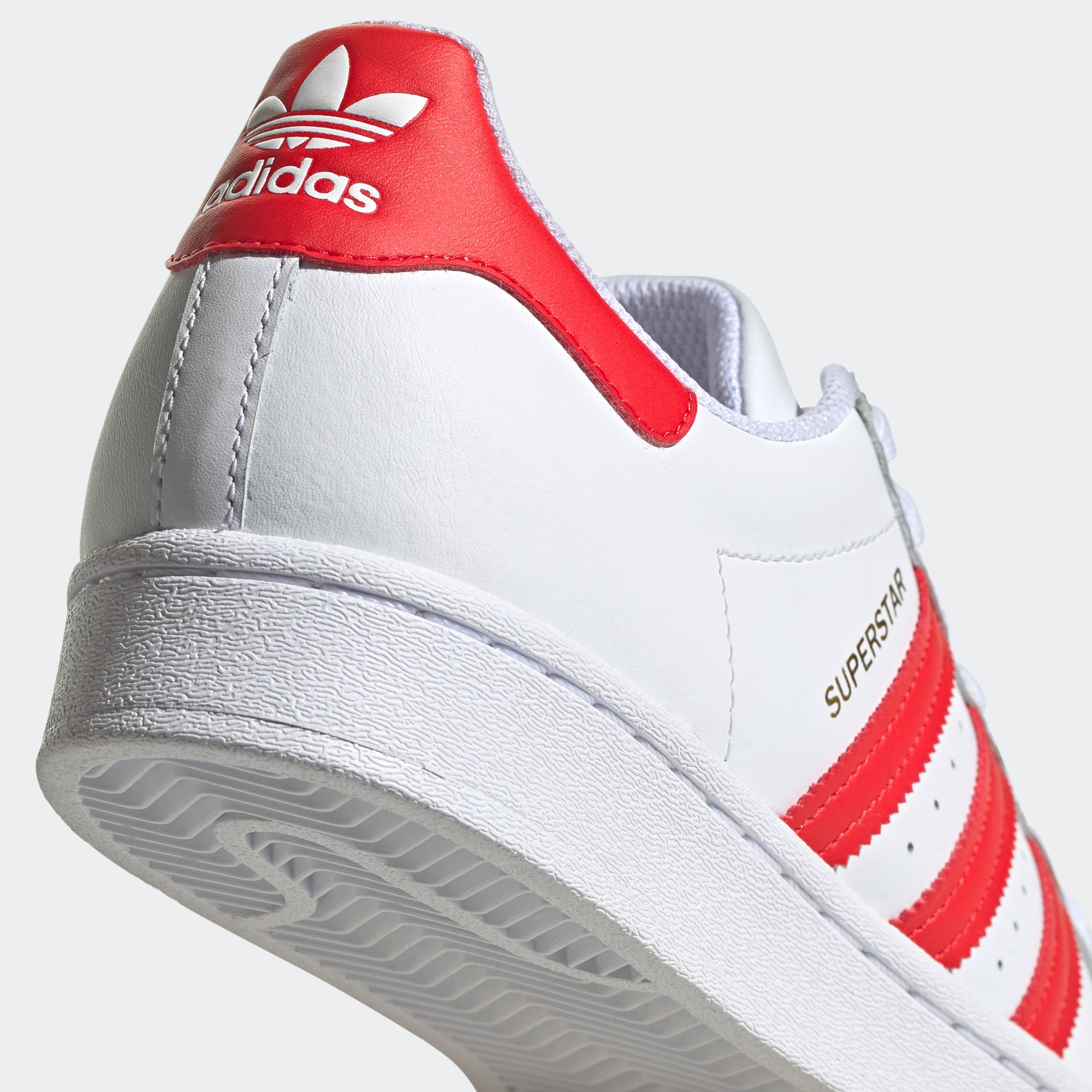 adidas Superstar Shoes White Vivid Red H68094 | Chicago City Sports