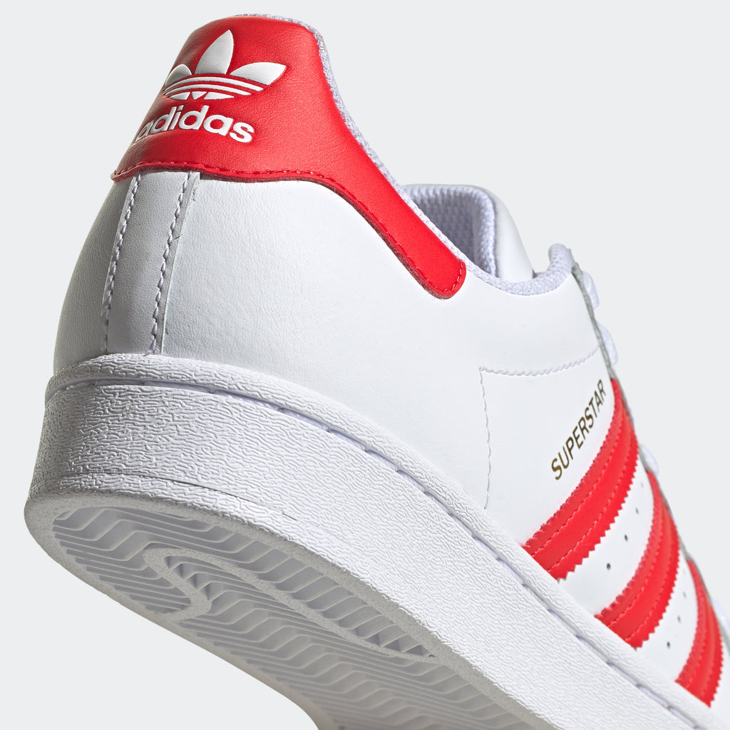 adidas Superstar Shoes White Vivid Red H68094 | Chicago City Sports | heel view